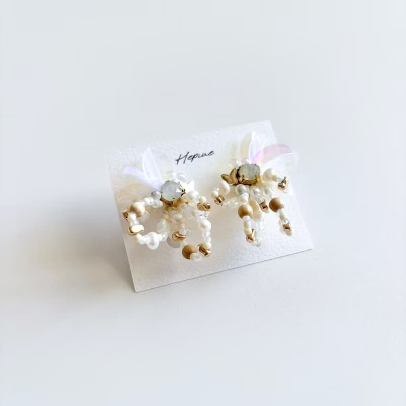flarelet (White) : earring耳夾 / pierce耳釘