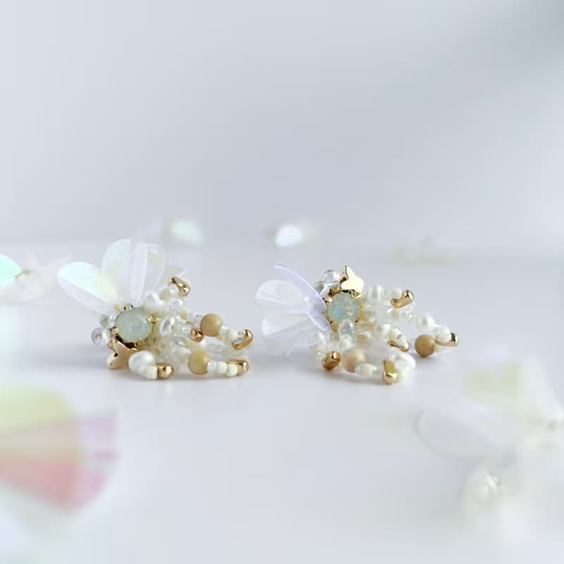 flarelet (White) : earring耳夾 / pierce耳釘