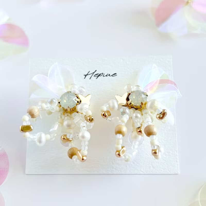 flarelet (White) : earring耳夾 / pierce耳釘