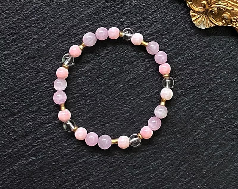 貓眼紫鋰輝石x夢幻女王貝x白水晶 黃銅手鍊 聚集正能量 提升魅力