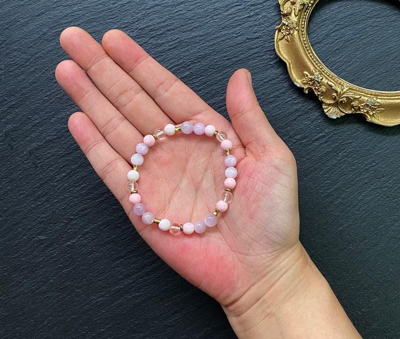 貓眼紫鋰輝石x夢幻女王貝x白水晶 黃銅手鍊 聚集正能量 提升魅力