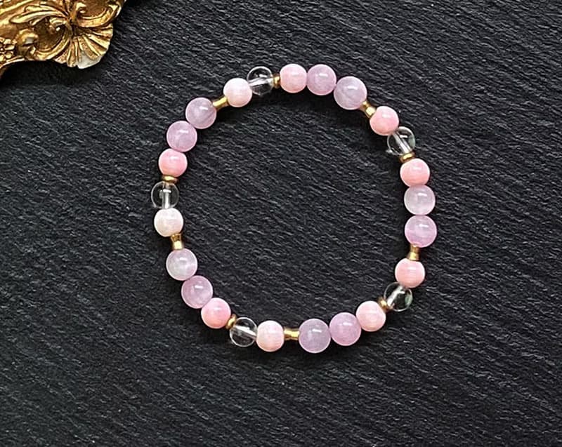 貓眼紫鋰輝石x夢幻女王貝x白水晶 黃銅手鍊 聚集正能量 提升魅力