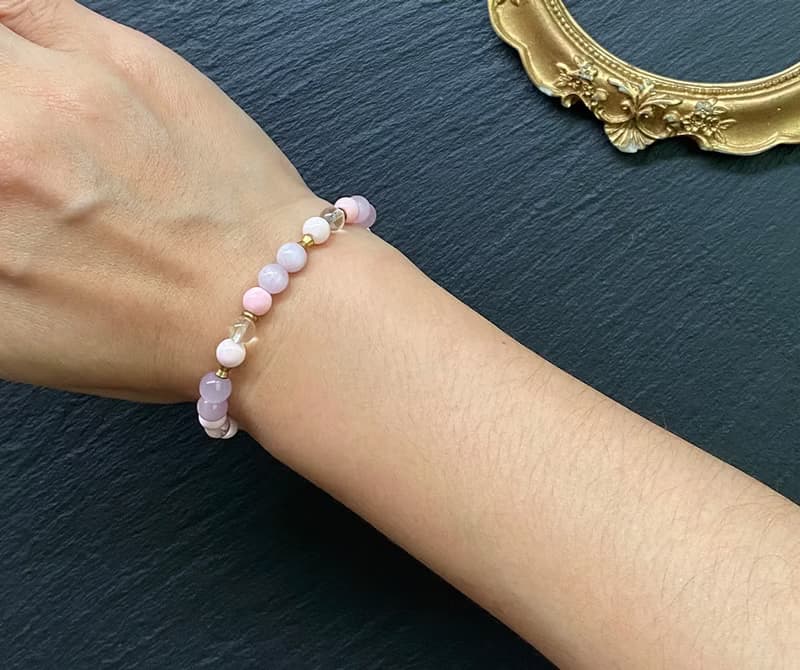 貓眼紫鋰輝石x夢幻女王貝x白水晶 黃銅手鍊 聚集正能量 提升魅力