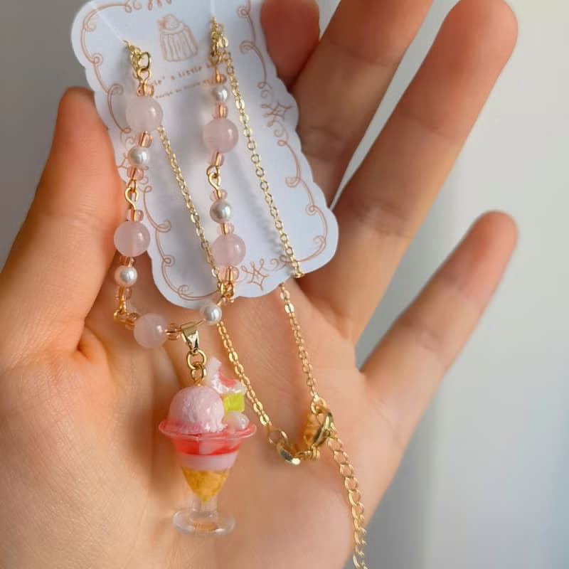 circle個性創意水蜜桃芭菲手作耳環甜美粉女生仙女耳夾軟陶手工