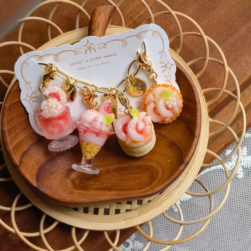 circle個性創意水蜜桃芭菲手作耳環甜美粉女生仙女耳夾軟陶手工