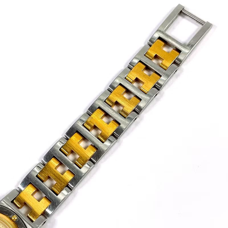 【日本直送 中古美品】エルメス HERMES 腕時計 クリッパー ステンレススチール/GP シルバー/ゴールド