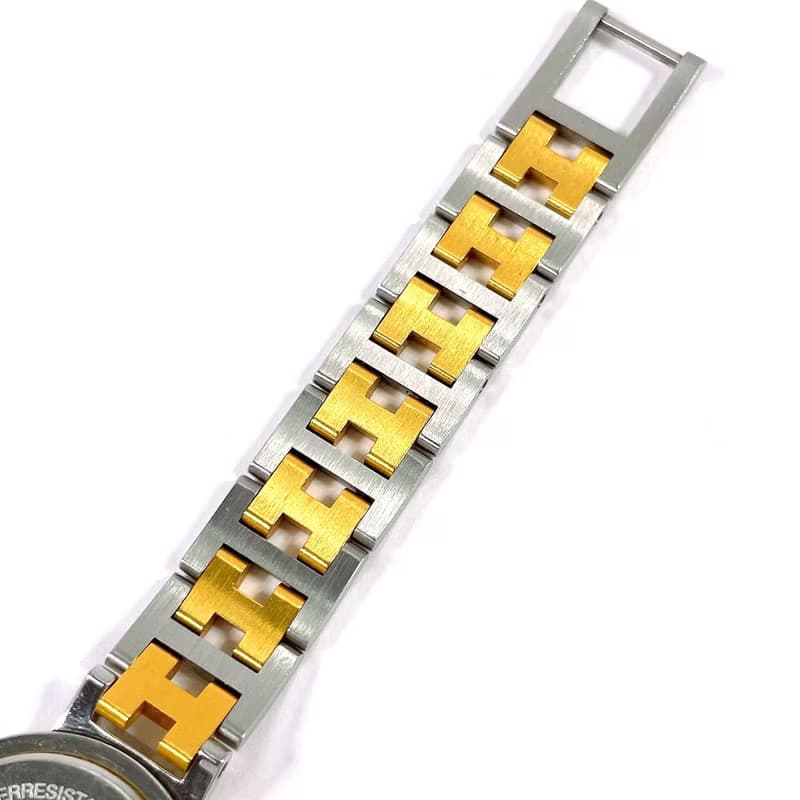 【日本直送 中古美品】エルメス HERMES 腕時計 クリッパー ステンレススチール/GP シルバー/ゴールド