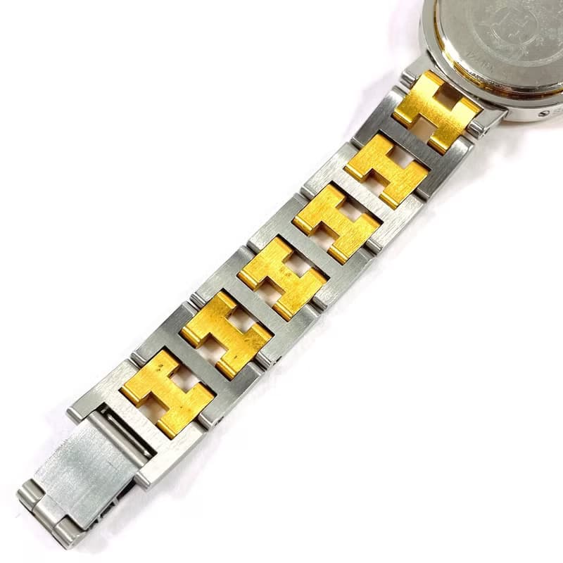 【日本直送 中古美品】エルメス HERMES 腕時計 クリッパー ステンレススチール/GP シルバー/ゴールド