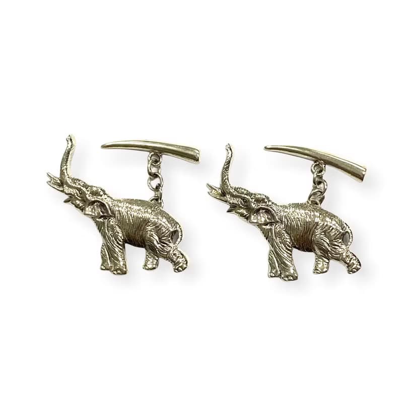 Victorian Style Elephant Cufflinks 925 Sterling Silver Mens Fathers Day Gift
