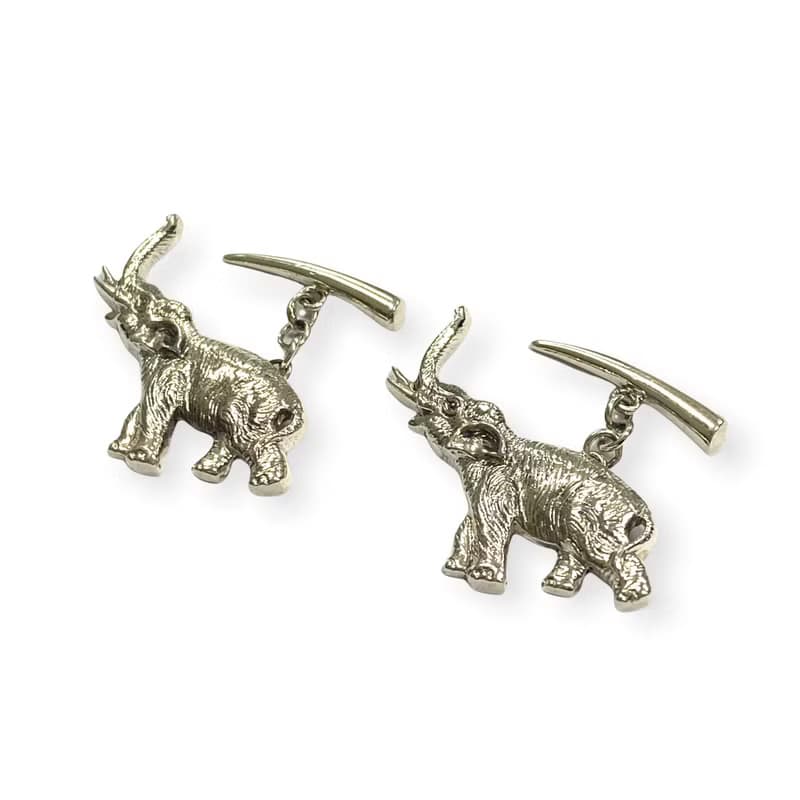 Victorian Style Elephant Cufflinks 925 Sterling Silver Mens Fathers Day Gift