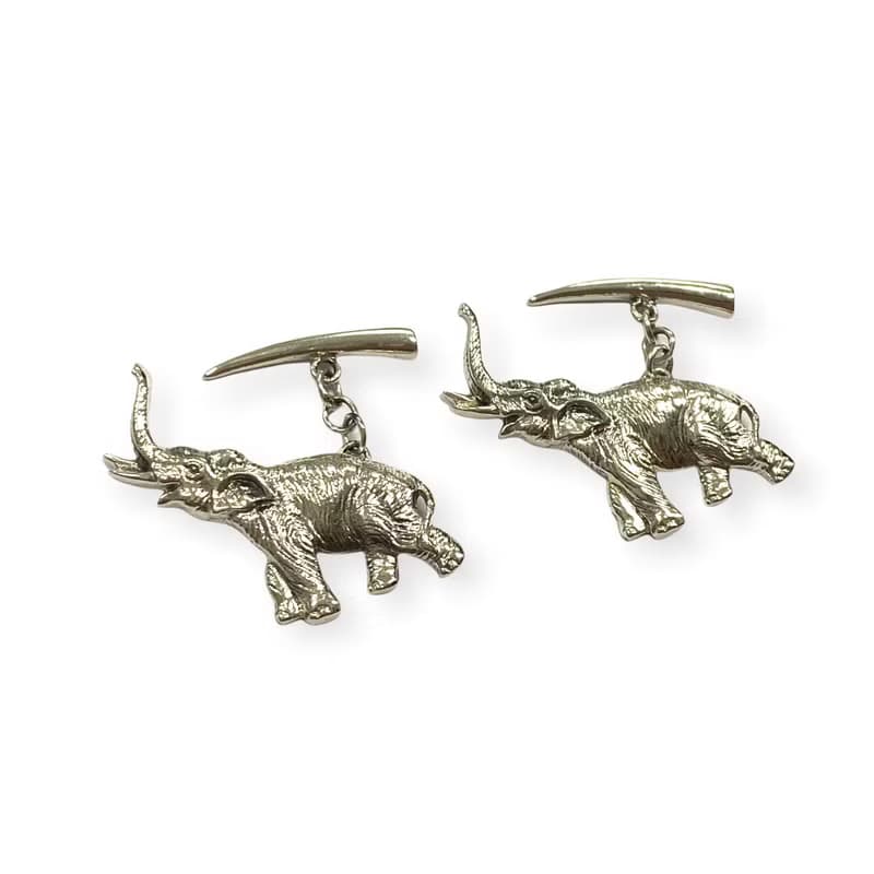 Victorian Style Elephant Cufflinks 925 Sterling Silver Mens Fathers Day Gift