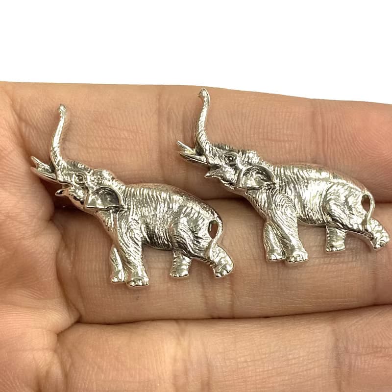 Victorian Style Elephant Cufflinks 925 Sterling Silver Mens Fathers Day Gift