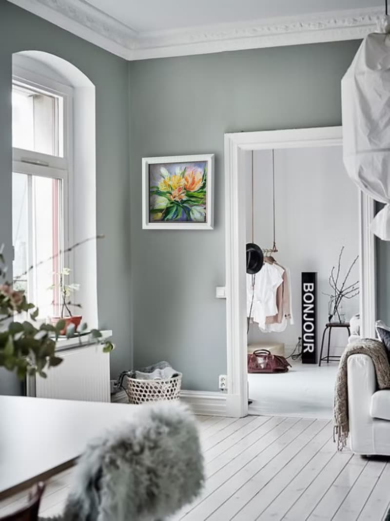 春天鬱金香原畫鮮豔的色彩綻放花束歡快的藝術