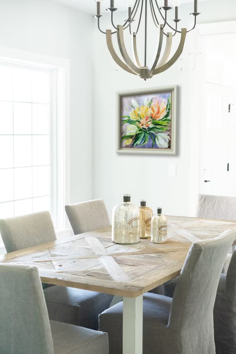 春天鬱金香原畫鮮豔的色彩綻放花束歡快的藝術