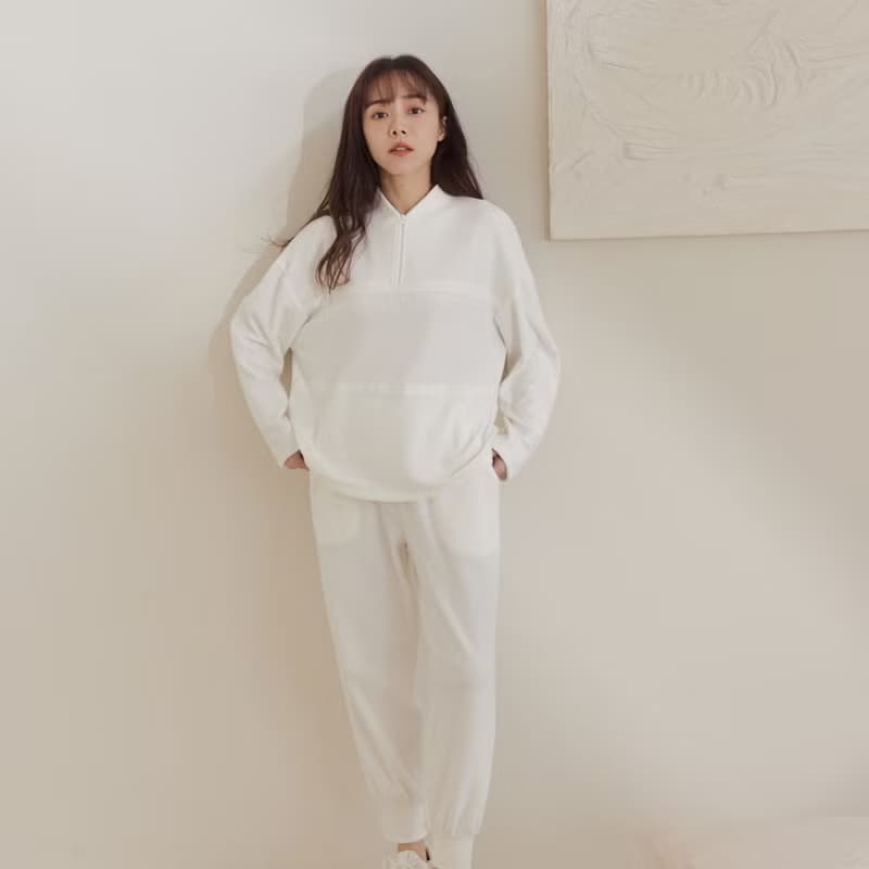 UMORFIL膠原蛋白軟綿毛毛半開襟運動風套裝-共2色