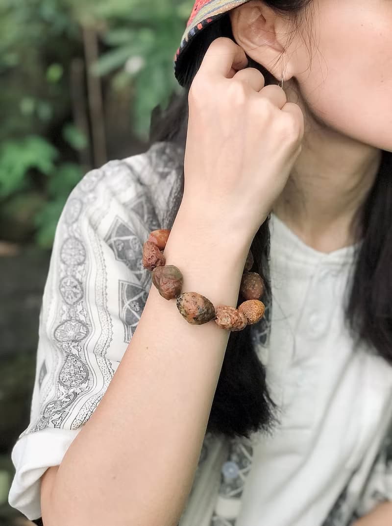 蒙古嘉吉灘紅棕色瑪瑙編織手鍊