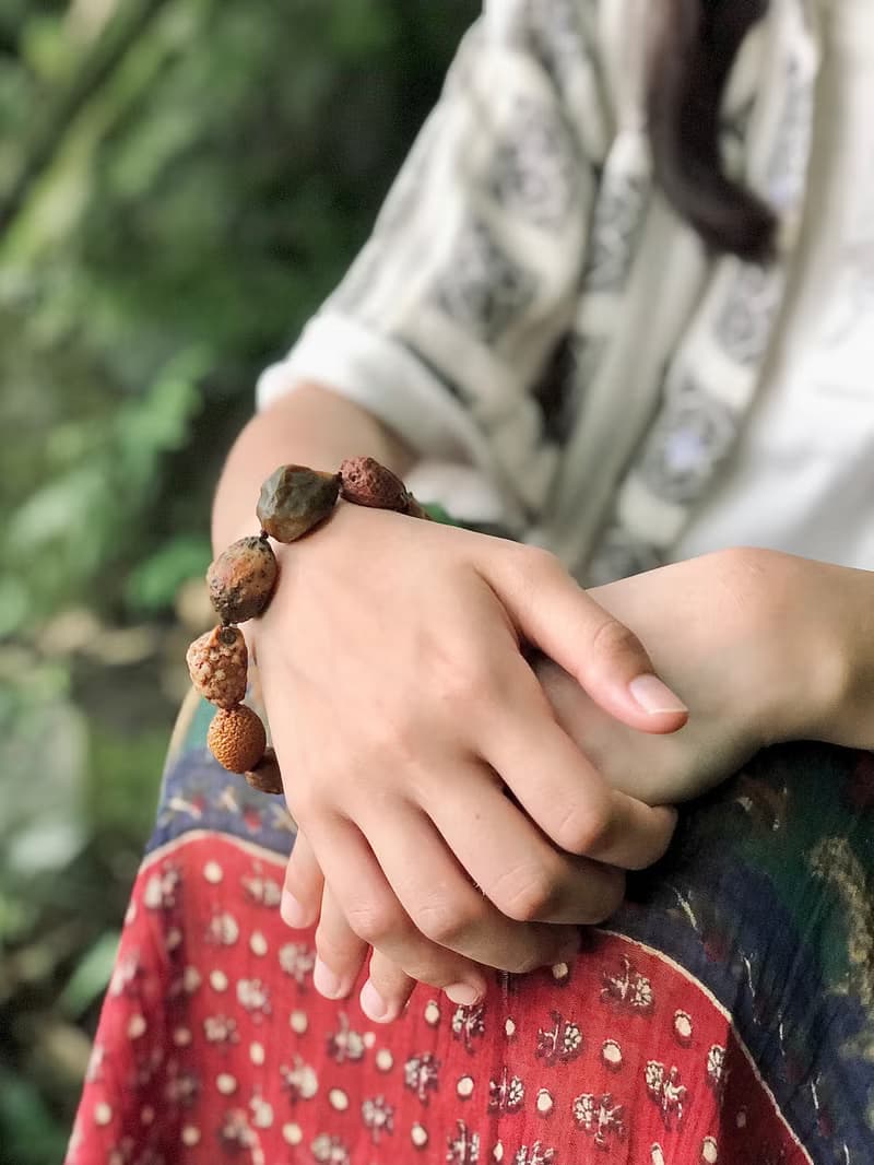 蒙古嘉吉灘紅棕色瑪瑙編織手鍊