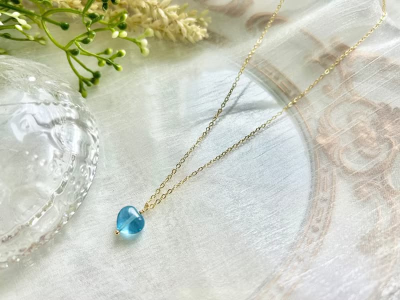 海藍寶愛心項鍊 海藍寶 海藍寶愛心 手作飾品 手作項鍊 水晶設計