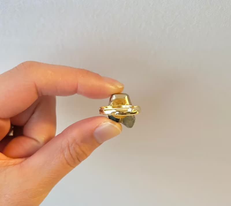京焼　金継ぎ  リング　14K コーティング  フリーサイズ 　花柄　アパタイト　グリーンルチルクォーツ　天然石　伝統工芸　No.66