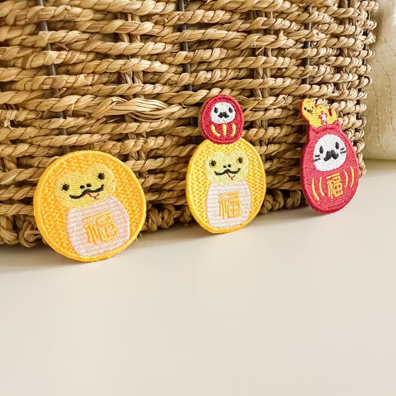 【巳蛇】蛇年 金幣達摩|燙貼|刺繡貼紙|撕開即貼