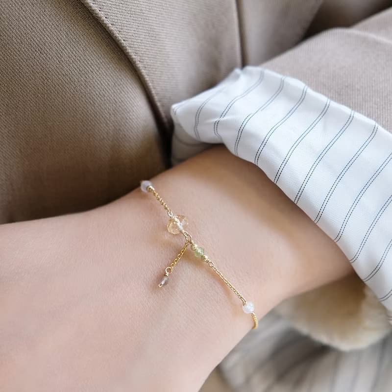 光陰年輪-黃水晶橄欖石茶晶月光石手鍊