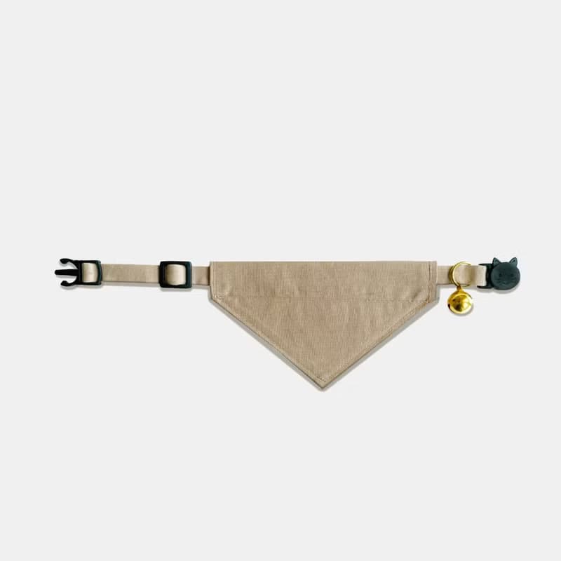 簡約手工定制貓項圈 Khaki Brown Bandana Breakaway Cat Collar