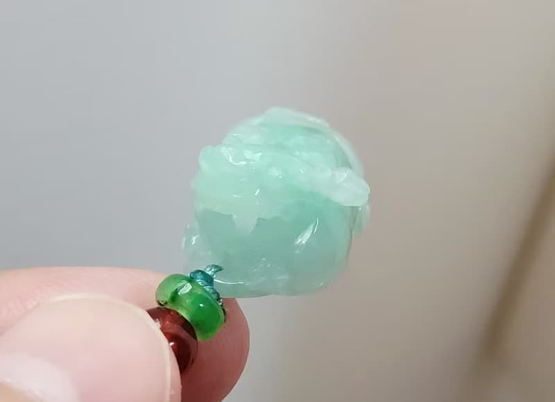 【親翠】天然翡翠 冰果綠飄綠花耳朵放光貔貅項鍊 招財貔貅