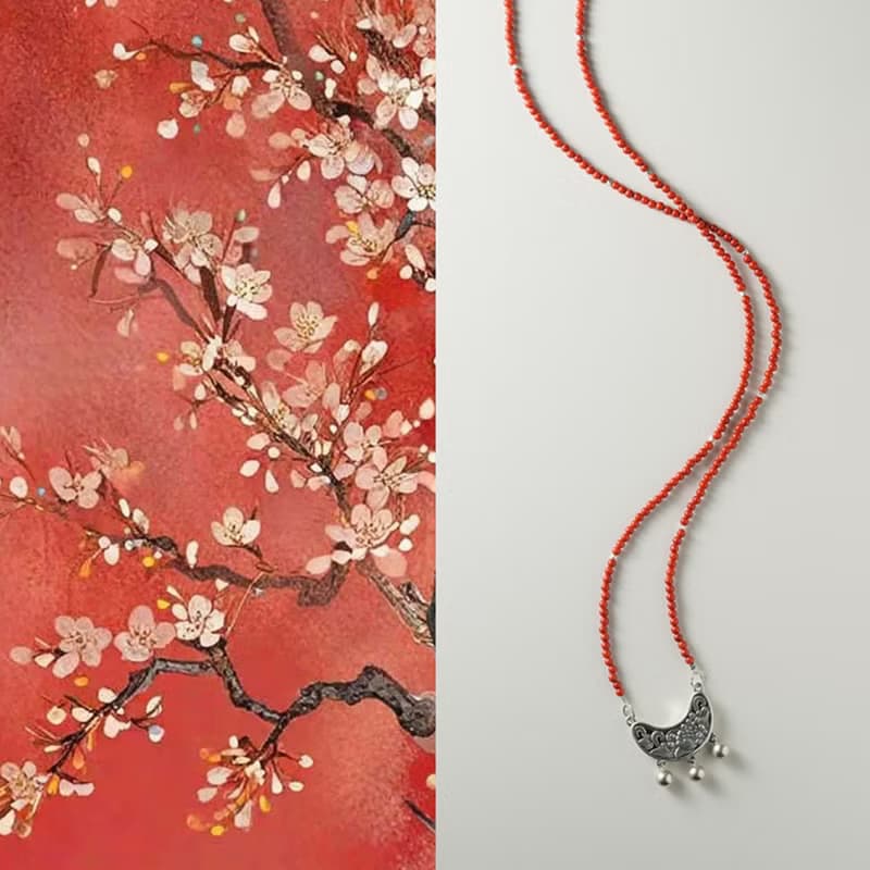 原創手工限定平安順遂天然南紅項鏈親子款新年中式平安鎖純銀