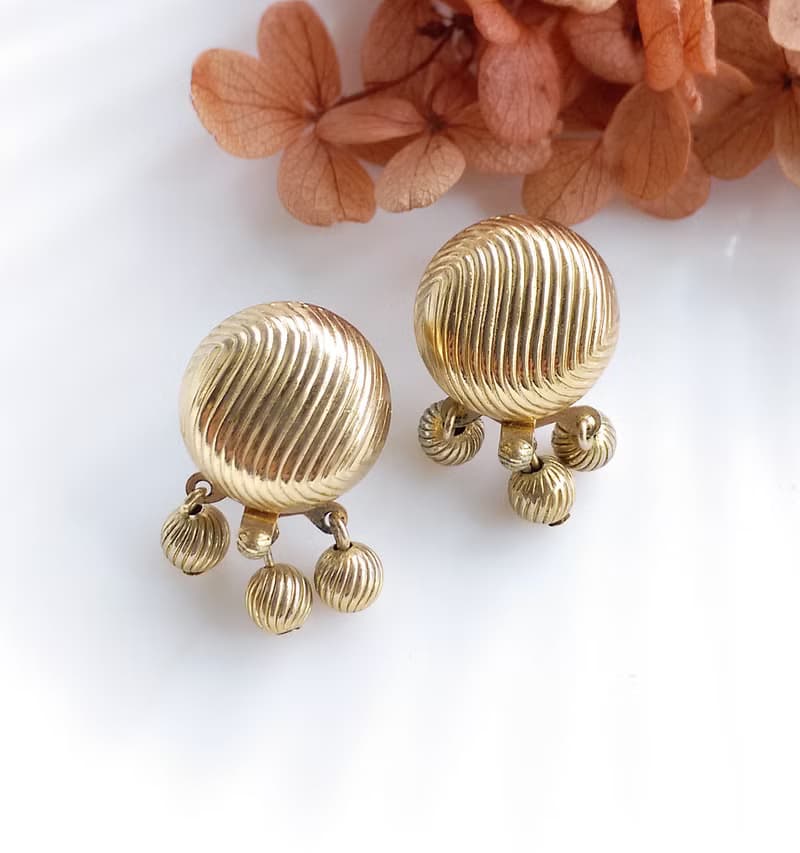Vintage Jewelry  SARAH COV Golden Wardrobe 夾式耳環