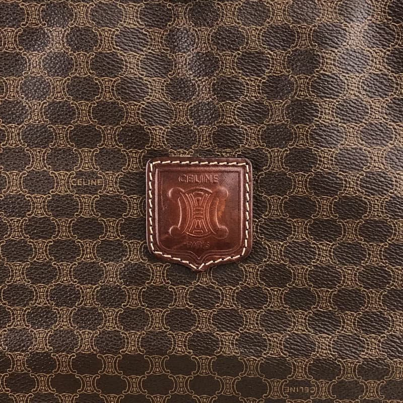 【 日本直送　名牌中古包 】CELINE セリーヌ マカダム トートバッグ ブラウン ブラゾン型押し PVCレザー vintage ヴィンテージ 5ivy2t