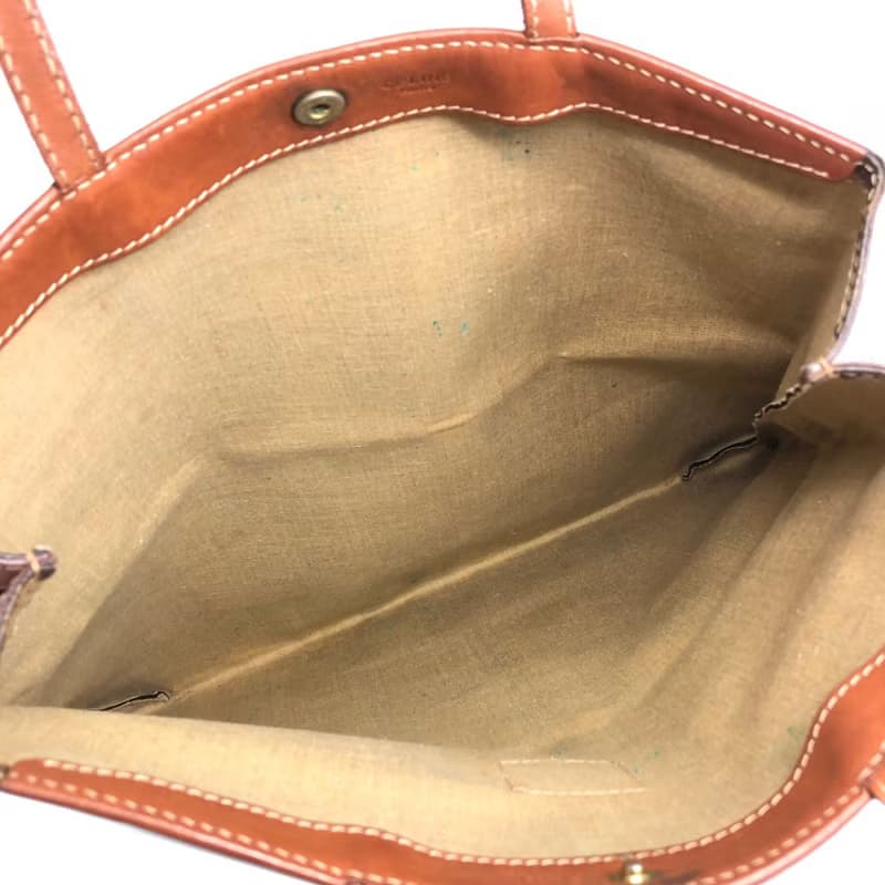 【 日本直送　名牌中古包 】CELINE セリーヌ マカダム トートバッグ ブラウン ブラゾン型押し PVCレザー vintage ヴィンテージ 5ivy2t