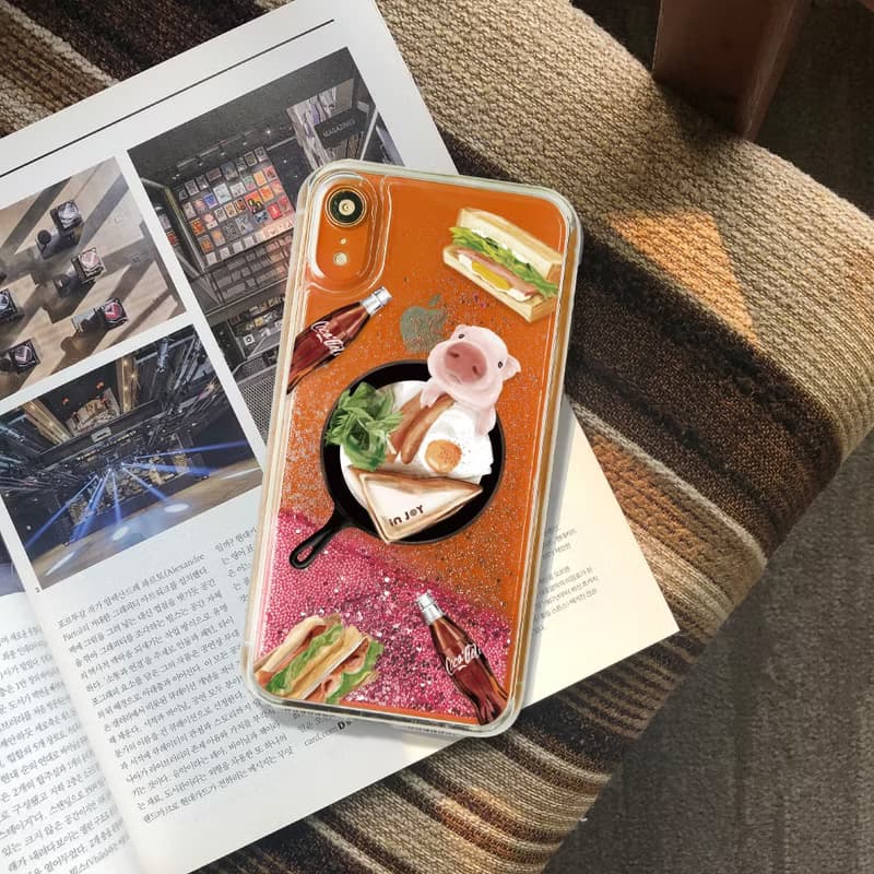 iPhone  13/13pro/12/11/SE3 早安豬瘋可樂 防摔 空壓殼 流沙殼