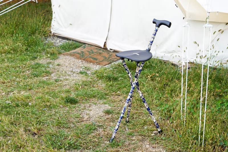 【露營登山兩用椅】可收納式三腳手杖椅 - 杜鵑藍