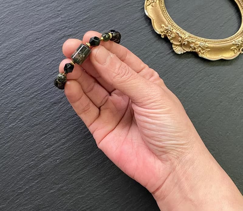幽靈水晶 黑曜石// 冰種黑曜石 椰殼 藥王石// 黃銅手鍊 招財避邪