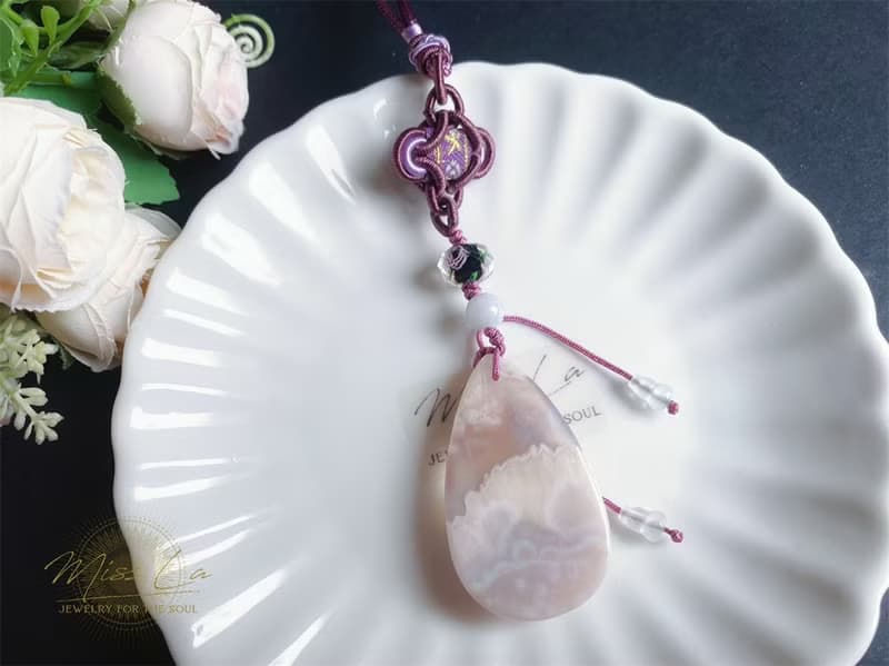 櫻花瑪瑙 翡翠 療癒系 水滴 水晶 琉璃 包掛 禮物 設計款