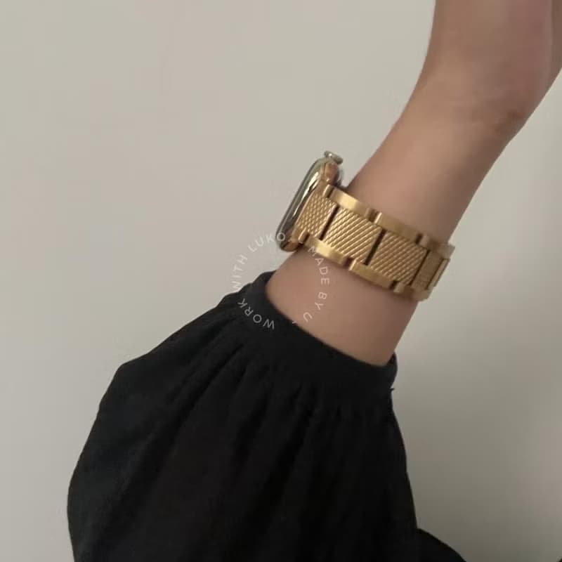 Apple Watch 菱格紋霧面不鏽鋼金屬錶帶 男款女款