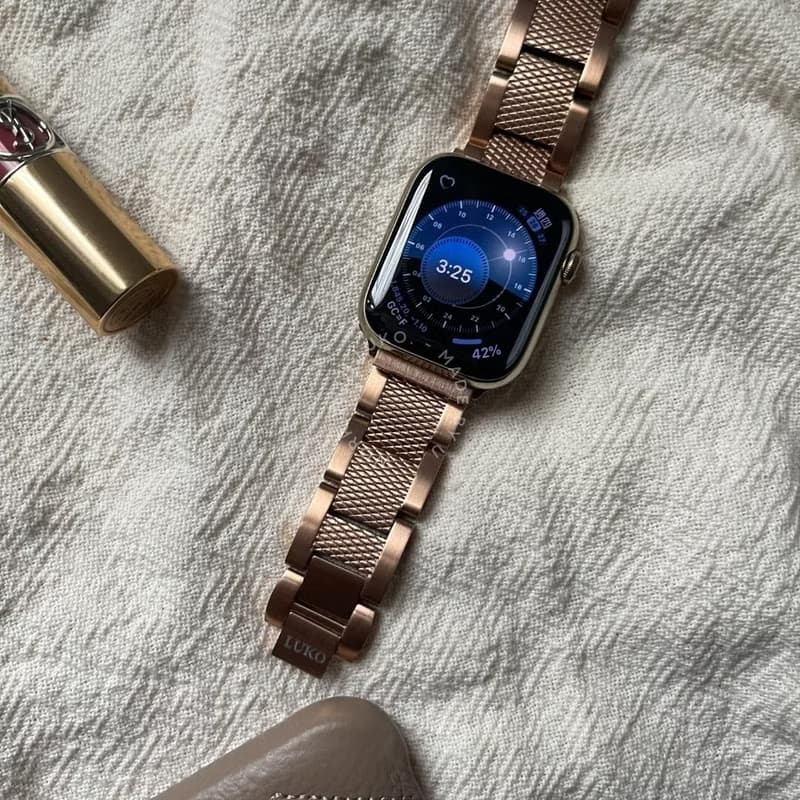 Apple Watch 菱格紋霧面不鏽鋼金屬錶帶 男款女款