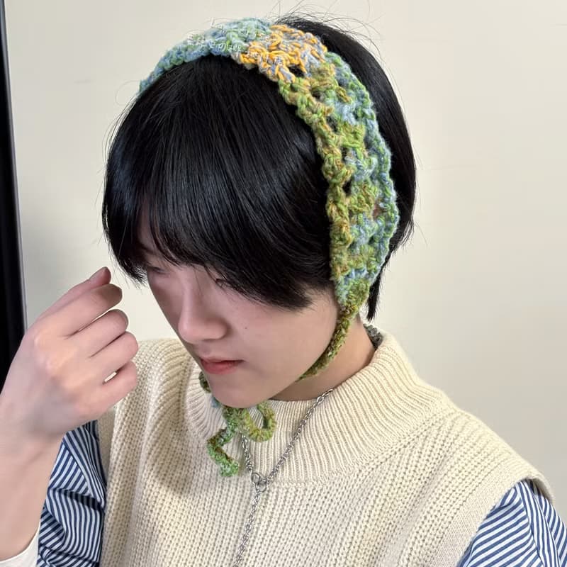 【手工編織髮帶】 節日禮物/混線莫內款/綠色系