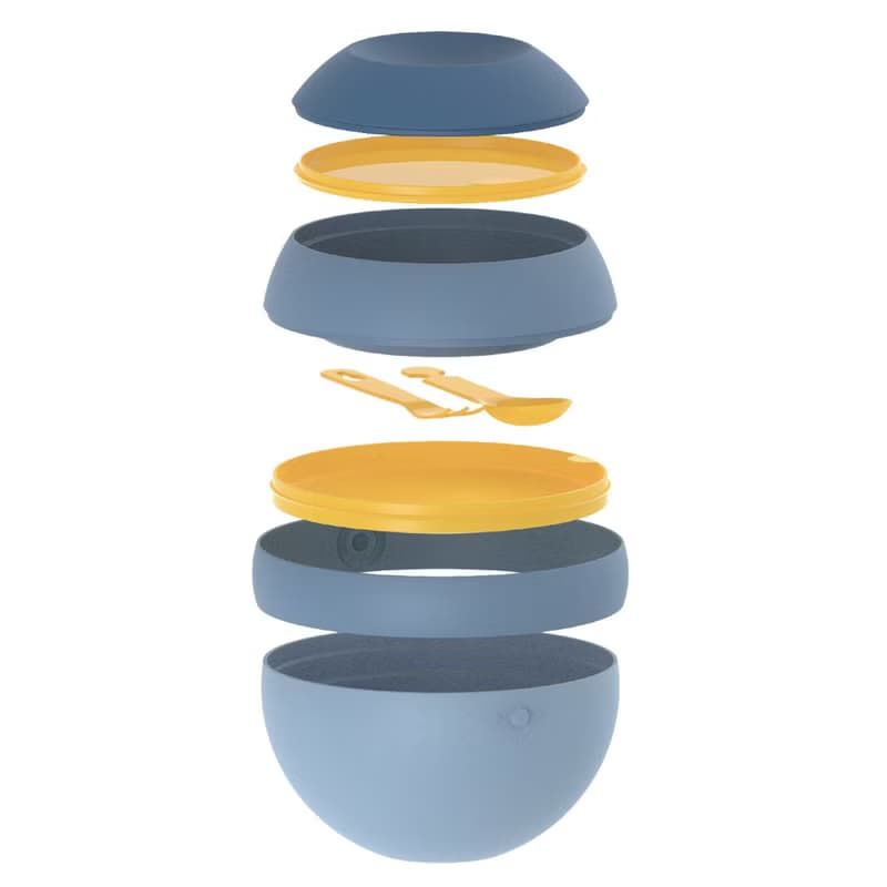 圓筒多層附餐具造型便當盒-共3色