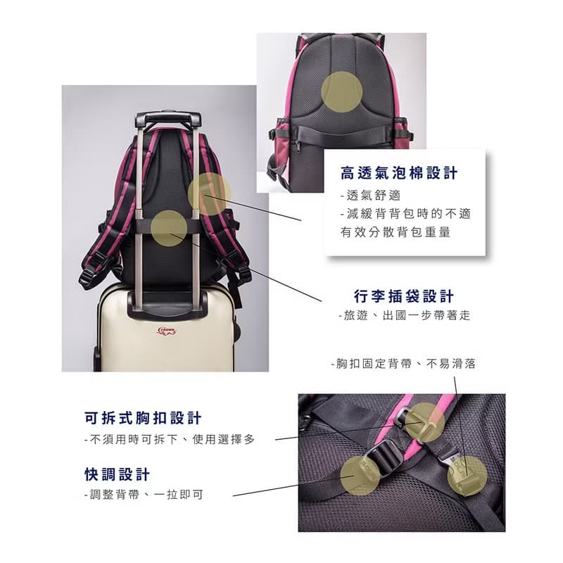 Solis Ones系列13吋電腦後背包-蘇芳紫-可套行李箱拉桿