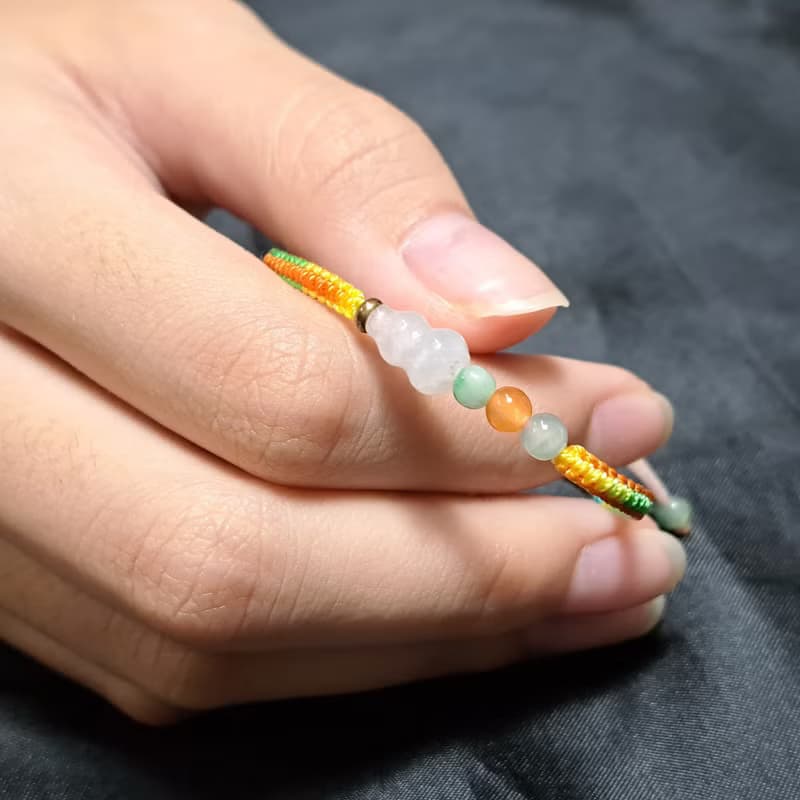 【願平安】冰種翡翠葫蘆編織手鍊 | 天然緬甸玉A貨翡翠 | 送禮