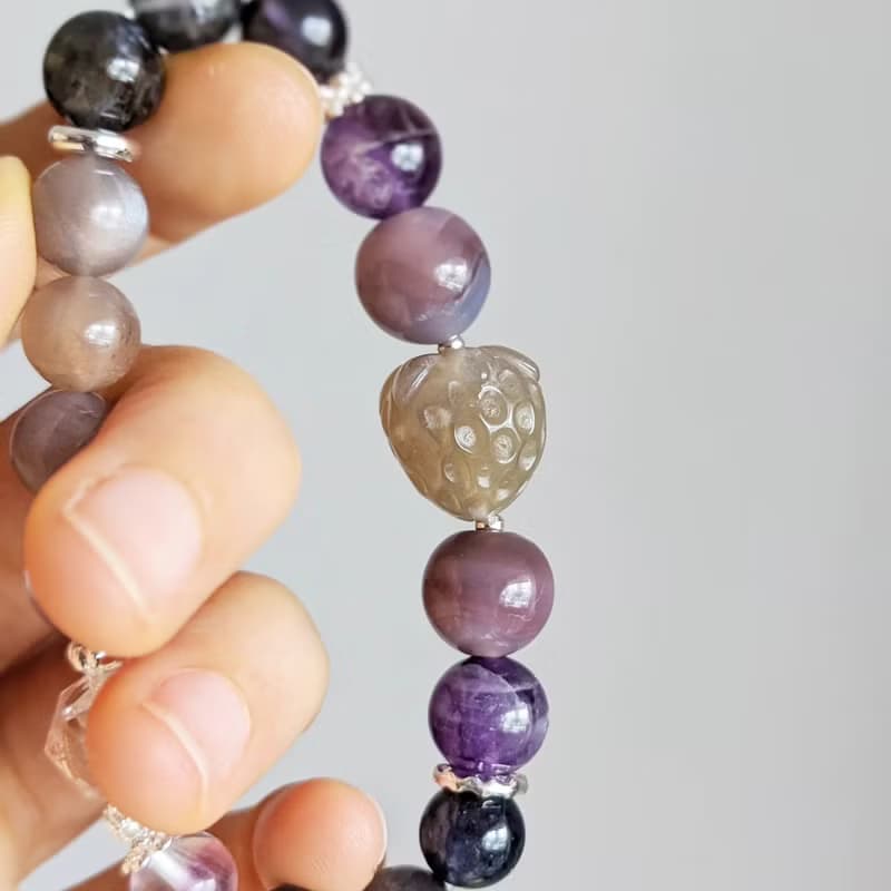 水晶礦石手串 手鍊 草莓 藍紫莓果色系 獨家設計款