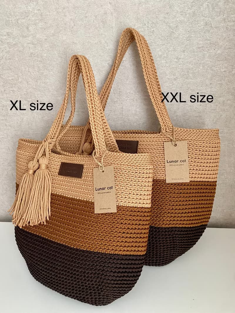 Crochet Tote Bag Lunarbag, Striped XL Lunarbag