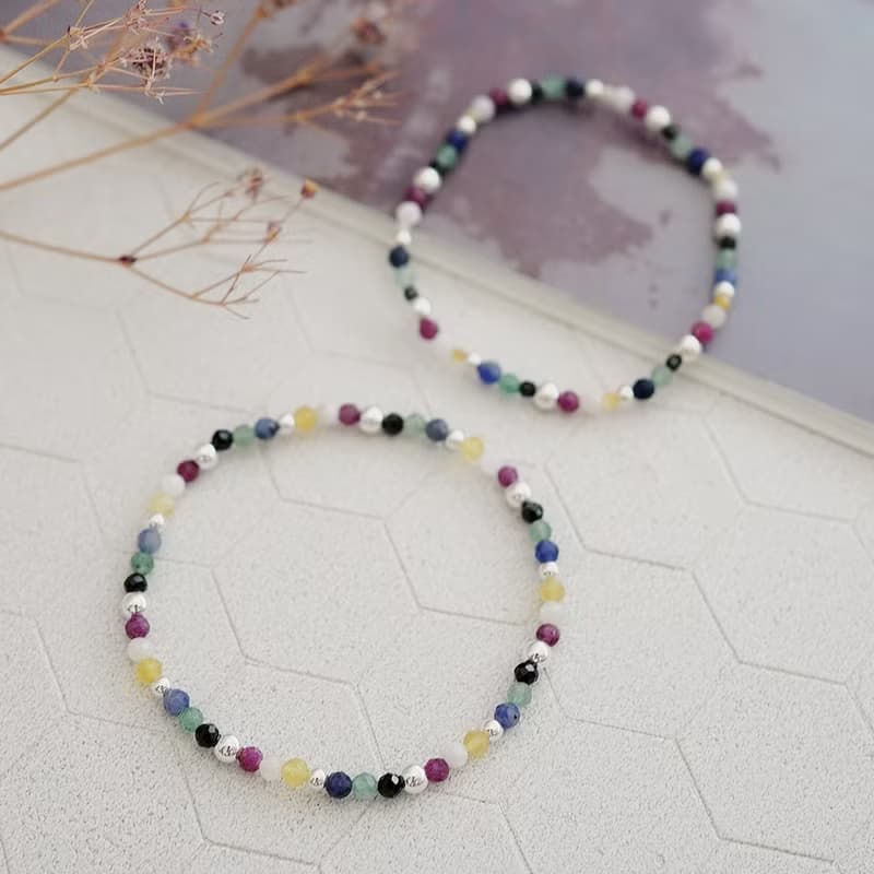 【飾品禮盒二入組】幸福之石純銀項鍊手鍊 碧璽水晶手串 情人節禮