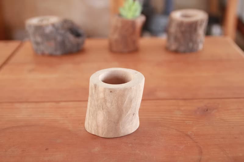 【台灣樟木】多肉植物 原木花盆1-吋-去皮-無上油