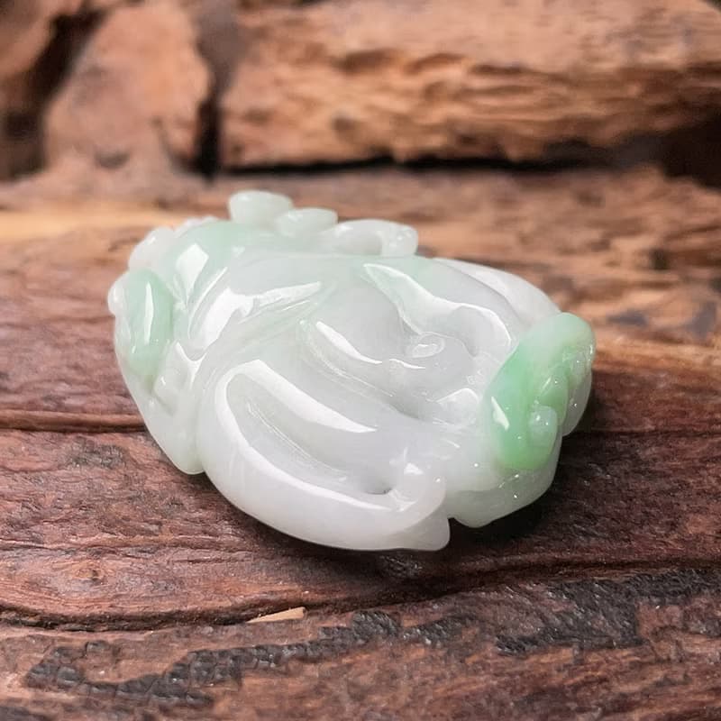 飄陽綠翡翠巧雕如意人蔘吊飾 | 天然緬甸玉翡翠A貨 | 送禮