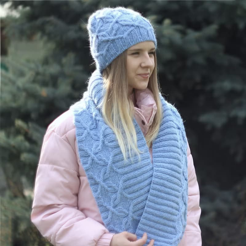 KNITTING PATTERN eternal scarf and hat The Paula cable set, Child/Adult sizes
