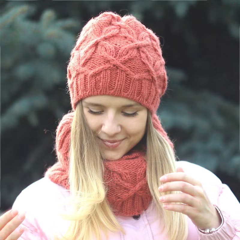 KNITTING PATTERN eternal scarf and hat The Paula cable set, Child/Adult sizes