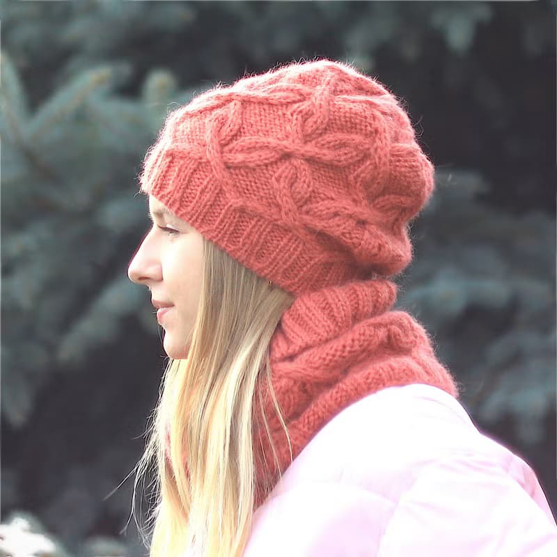 KNITTING PATTERN eternal scarf and hat The Paula cable set, Child/Adult sizes