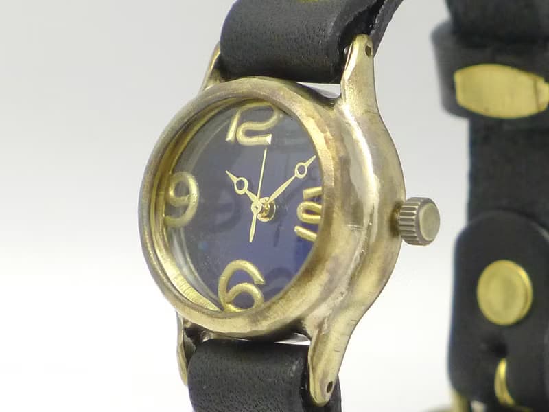 Lady on Time-B ブルーダイアル 手作り時計 HandCraftWatch  Lady's Brass (305B BL/BK)